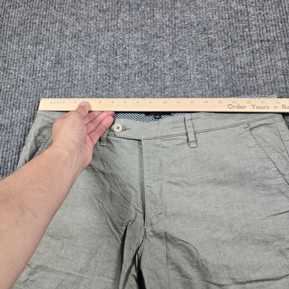 Ted Baker Shorts Mens 36 Gray Olive Stretch Chino Flat Front Casual 9" Inseam - Picture 10 of 12